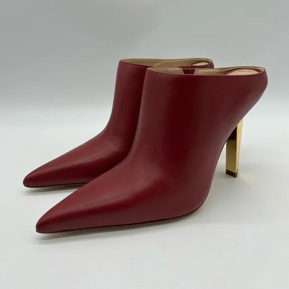Michael Kors Halle Mule Pump Deep Red Leather Heels | Size 6.5M | New With Box - Picture 6 of 11